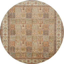Square Machine Washable Traditional Sienna Brown Rug, wshtr998