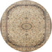 Round Traditional Brown Medallion Rug, tr999