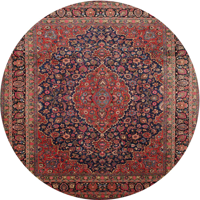 Square Machine Washable Traditional Saffron Red Rug, wshtr99