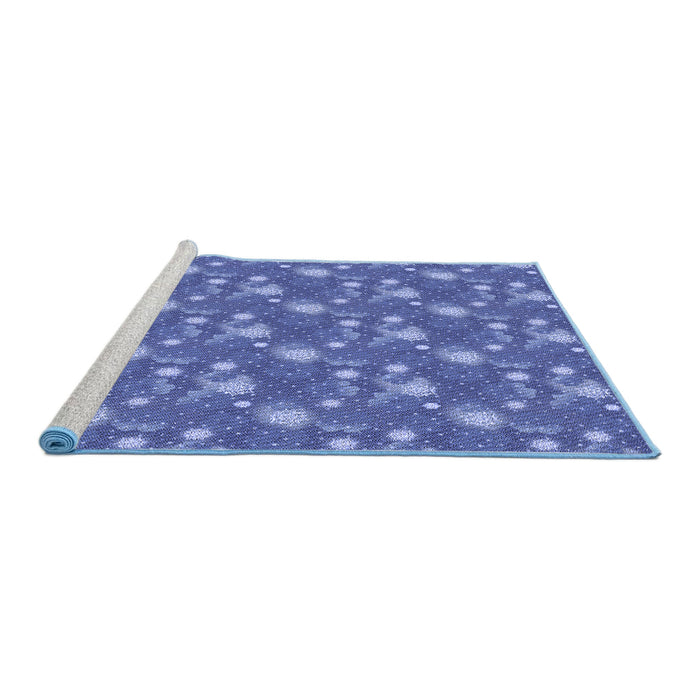 Sideview of Machine Washable Transitional Sky Blue Rug, wshpat1blu