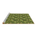 Sideview of Machine Washable Transitional Pistachio Green Rug, wshpat1brn