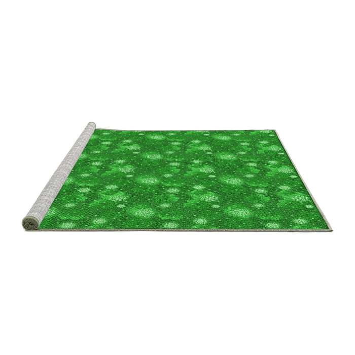 Sideview of Machine Washable Transitional Green Rug, wshpat1grn