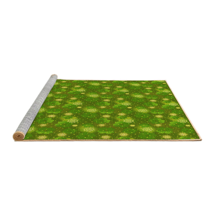 Sideview of Machine Washable Transitional Seaweed Green Rug, wshpat1yw