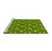 Sideview of Machine Washable Transitional Seaweed Green Rug, wshpat1yw