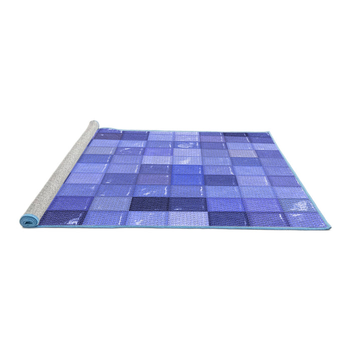 Sideview of Machine Washable Transitional Sky Blue Rug, wshpat100blu