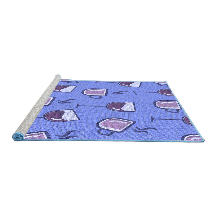 Serging Thickness of Machine Washable Transitional Denim Blue Rug, wshpat1000blu