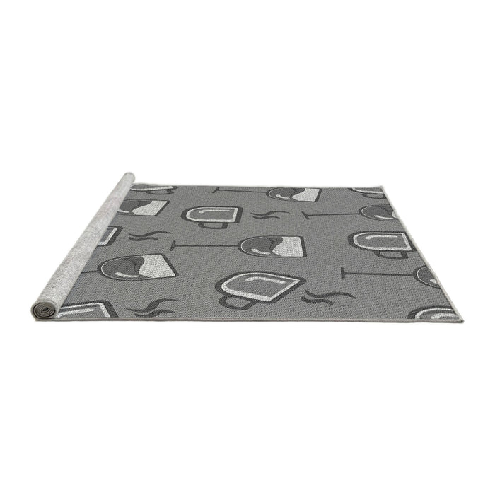 Sideview of Machine Washable Transitional Dark Gray Rug, wshpat1000gry