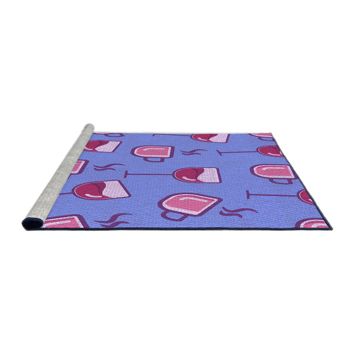 Sideview of Machine Washable Transitional Sky Blue Rug, wshpat1000pur