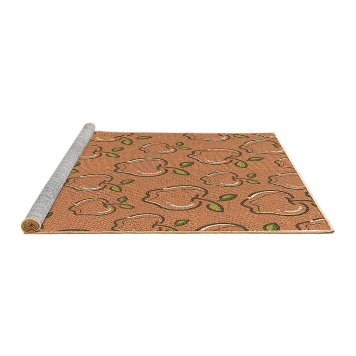 Sideview of Machine Washable Transitional Orange Rug, wshpat1001brn