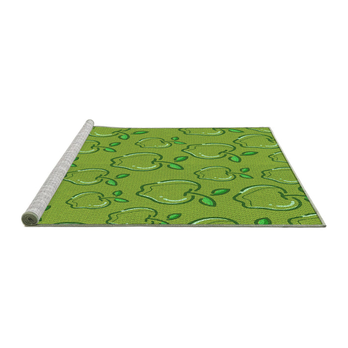 Sideview of Machine Washable Transitional Dark Lime Green Rug, wshpat1001grn