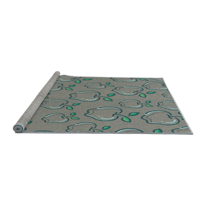 Sideview of Machine Washable Transitional Blue Green Rug, wshpat1001lblu