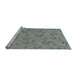 Sideview of Machine Washable Transitional Blue Green Rug, wshpat1001lblu