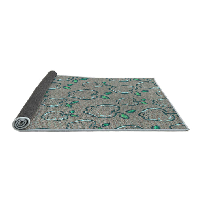 Thickness of Patterned Blue Green Rug, pat1001lblu