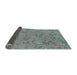 Thickness of Patterned Blue Green Rug, pat1001lblu