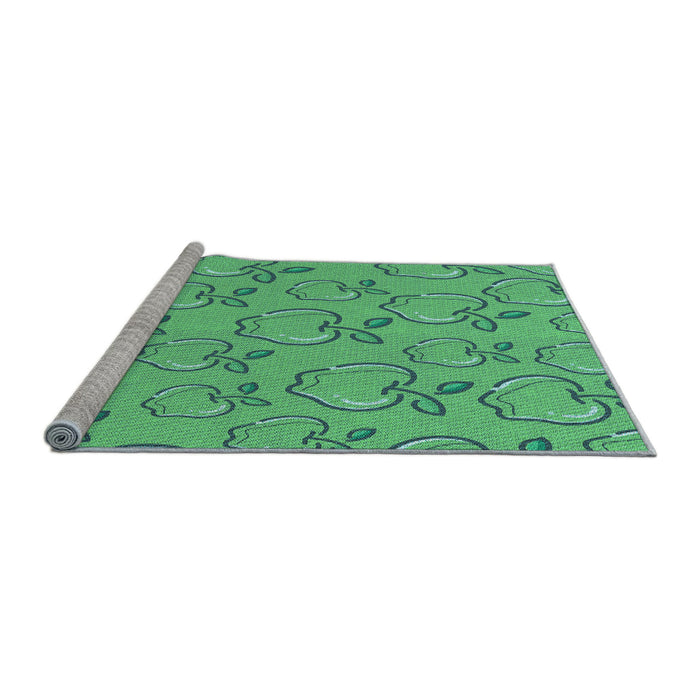Sideview of Machine Washable Transitional Lime Mint Green Rug, wshpat1002lblu