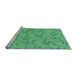 Sideview of Machine Washable Transitional Lime Mint Green Rug, wshpat1002lblu