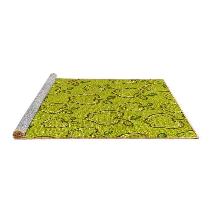 Sideview of Machine Washable Transitional Dark Yellow Green Rug, wshpat1002yw