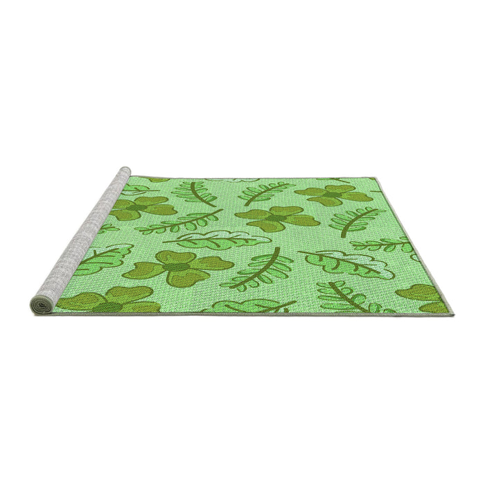 Sideview of Machine Washable Transitional Jade Green Rug, wshpat1003grn