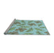 Sideview of Machine Washable Transitional Blue Rug, wshpat1003lblu