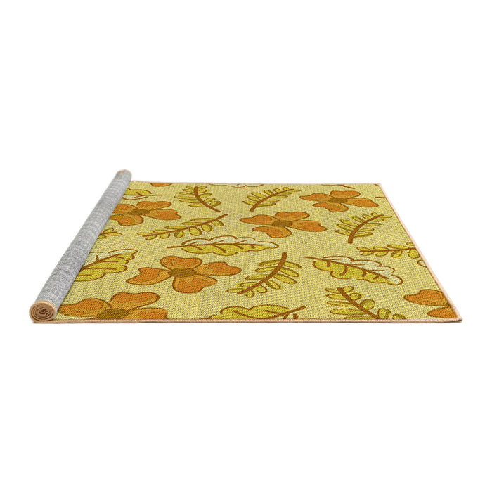 Sideview of Machine Washable Transitional Bold Yellow Rug, wshpat1003yw
