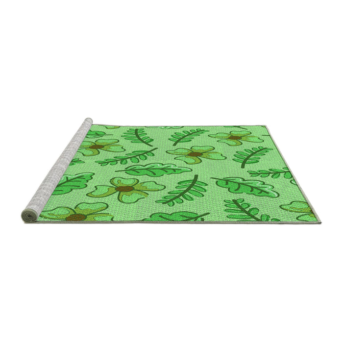 Sideview of Machine Washable Transitional Emerald Green Rug, wshpat1004grn