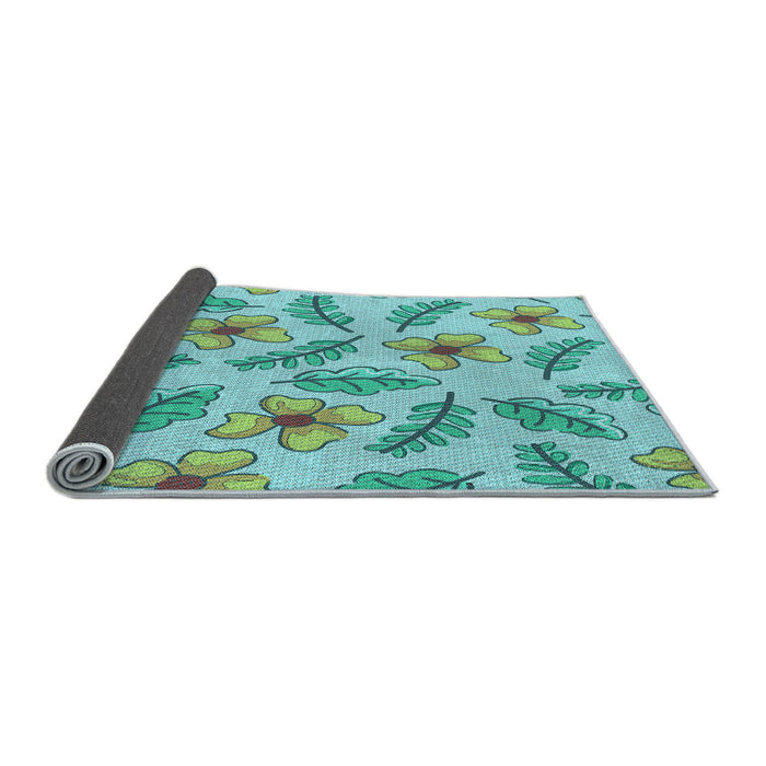Thickness of Patterned Seafoam Green Rug, pat1004lblu