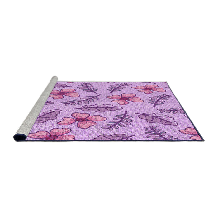 Sideview of Machine Washable Transitional Blossom Pink Rug, wshpat1004pur