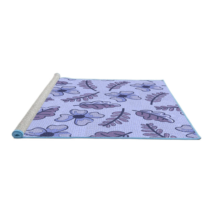 Sideview of Machine Washable Transitional Slate Blue Rug, wshpat1005blu