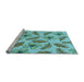 Sideview of Machine Washable Transitional Earth Green Rug, wshpat1005lblu