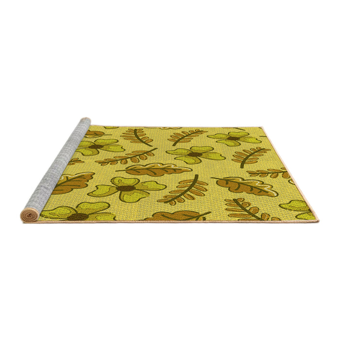 Sideview of Machine Washable Transitional Golden Yellow Rug, wshpat1005yw