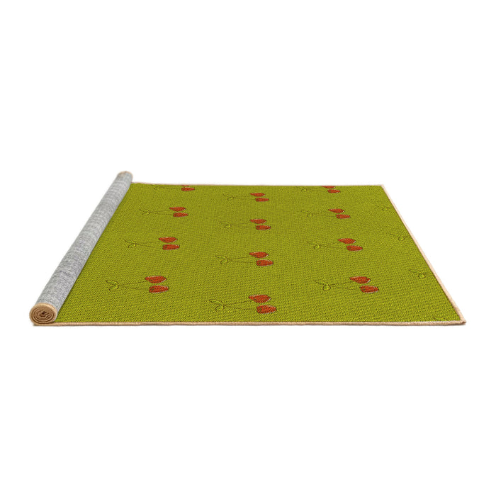 Sideview of Machine Washable Transitional Dark Yellow Green Rug, wshpat1006yw