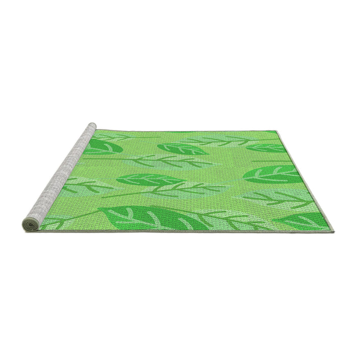 Sideview of Machine Washable Transitional Emerald Green Rug, wshpat1007grn