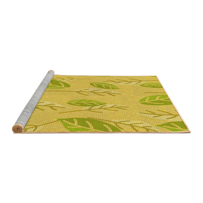 Sideview of Machine Washable Transitional Yellow Rug, wshpat1007yw