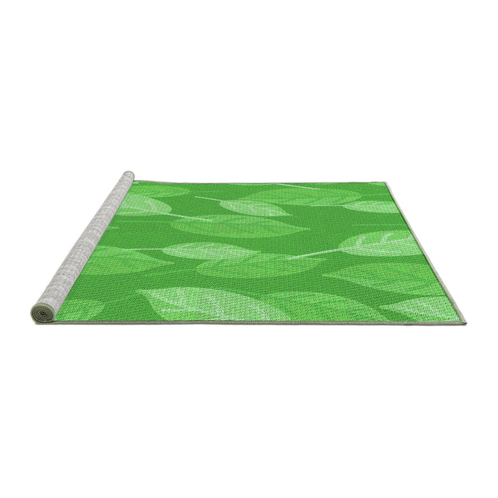 Sideview of Machine Washable Transitional Neon Green Rug, wshpat1008grn