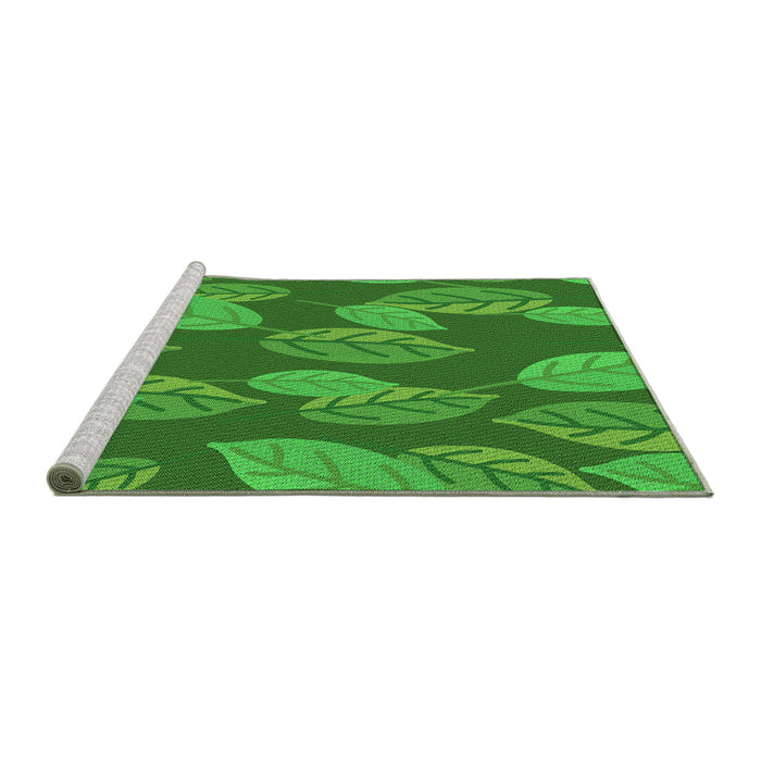 Sideview of Machine Washable Transitional Green Rug, wshpat1009grn