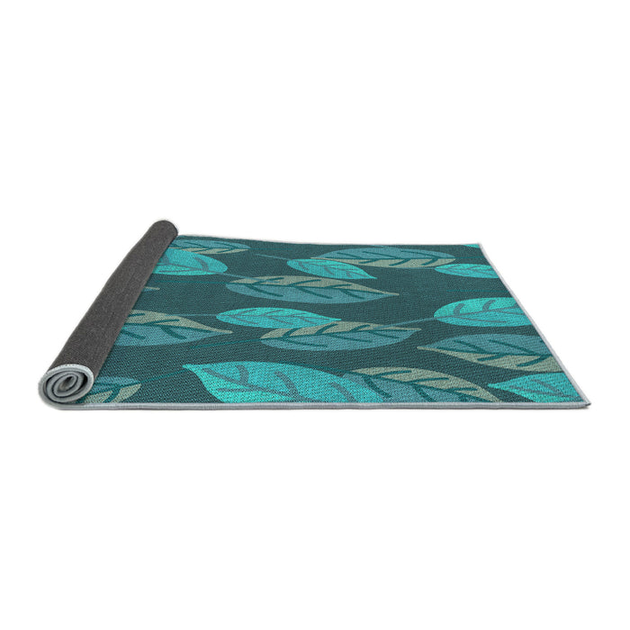 Thickness of Patterned Dark Turquoise Green Rug, pat1009lblu