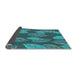 Thickness of Patterned Dark Turquoise Green Rug, pat1009lblu