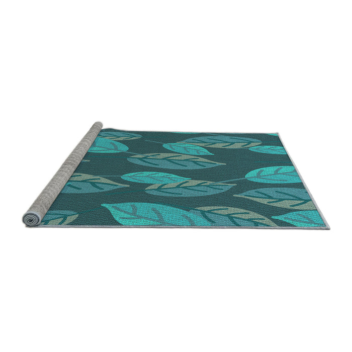 Sideview of Machine Washable Transitional Dark Turquoise Green Rug, wshpat1009lblu