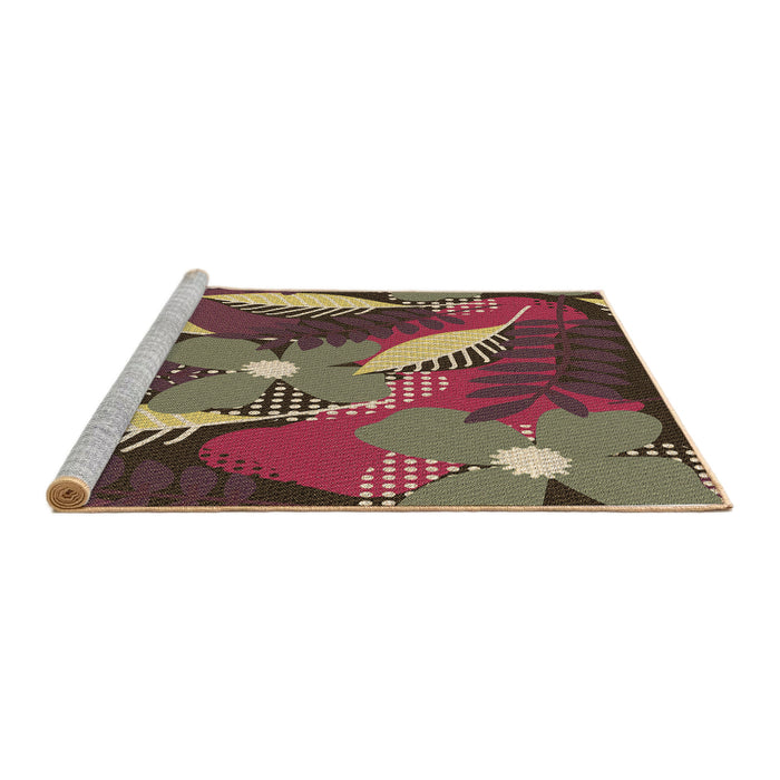 Sideview of Machine Washable Transitional Brass Green Rug, wshpat1010brn
