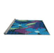 Sideview of Machine Washable Transitional Blue Rug, wshpat1010lblu