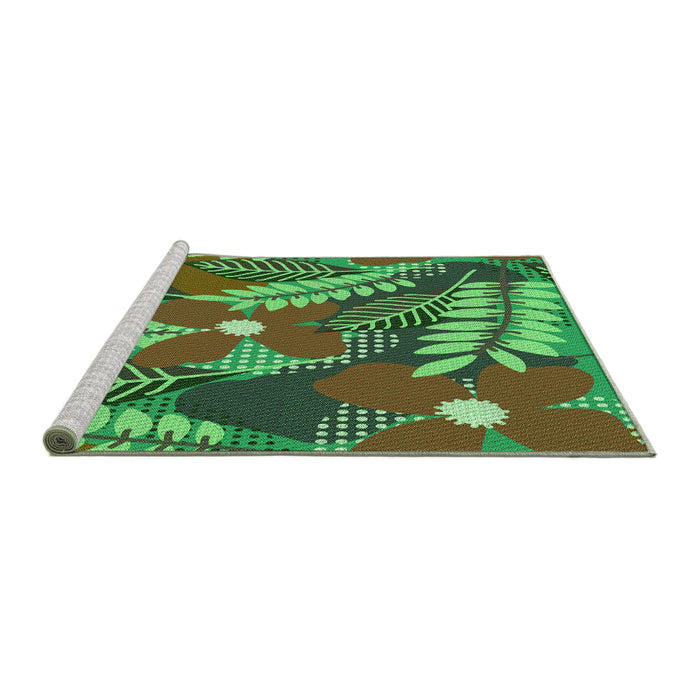 Sideview of Machine Washable Transitional Army Green Rug, wshpat1011grn