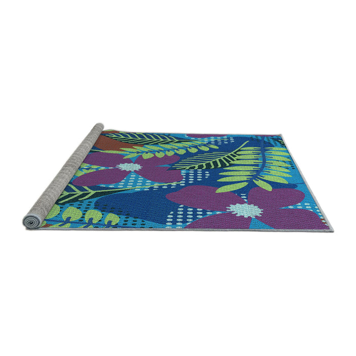 Sideview of Machine Washable Transitional Mint Green Rug, wshpat1011lblu