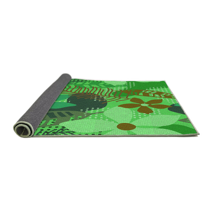 Thickness of Patterned Neon Green Rug, pat1012grn