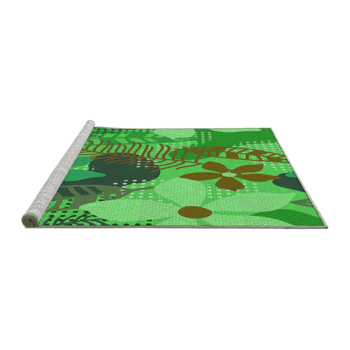 Sideview of Machine Washable Transitional Neon Green Rug, wshpat1012grn