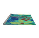 Sideview of Machine Washable Transitional Steel Blue Rug, wshpat1012lblu