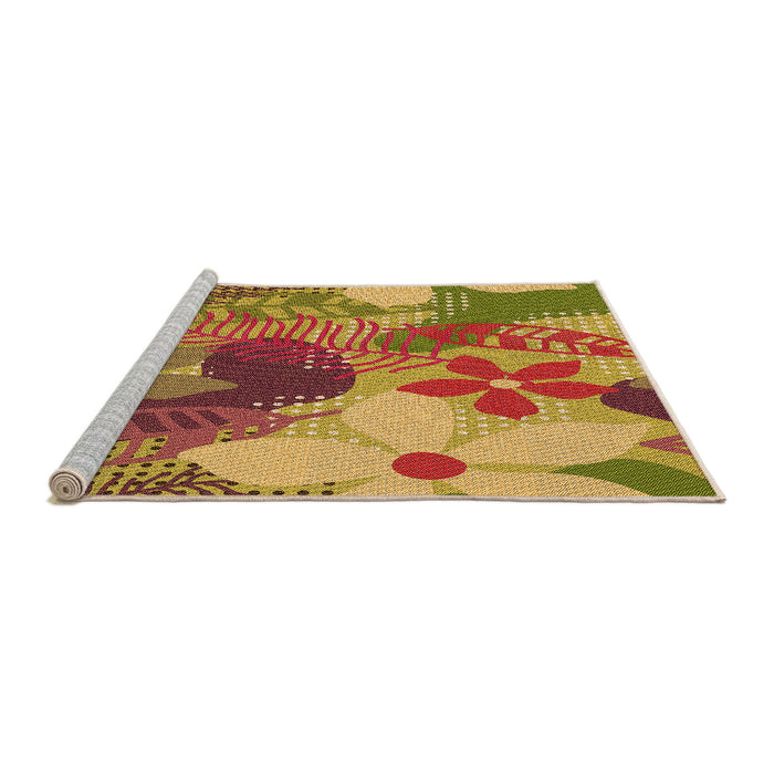 Sideview of Machine Washable Transitional Yellow Rug, wshpat1012org