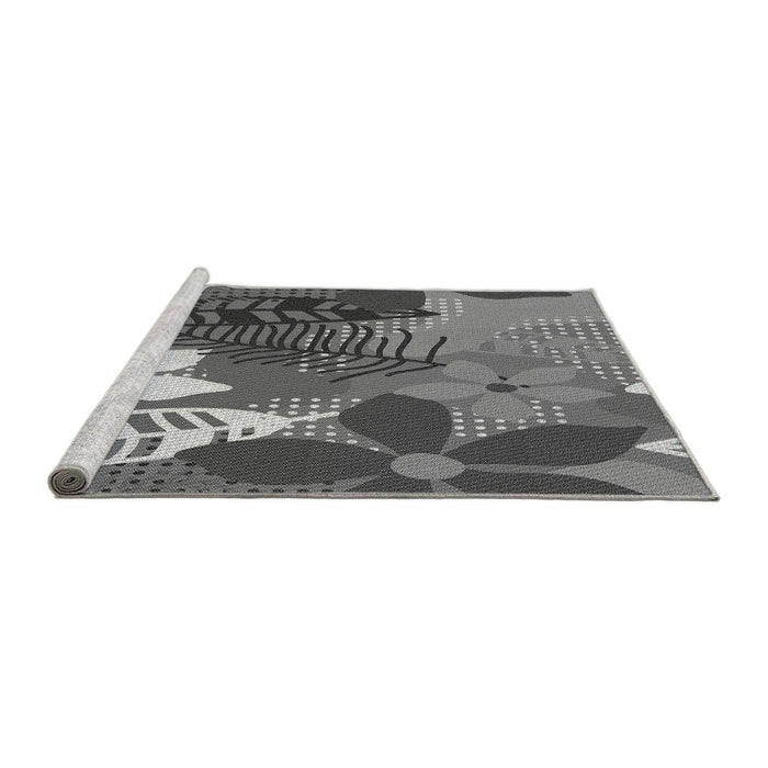 Sideview of Machine Washable Transitional Dark Gray Rug, wshpat1013gry