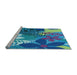 Sideview of Machine Washable Transitional Blue Rug, wshpat1013lblu