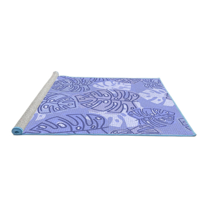 Sideview of Machine Washable Transitional Pastel Blue Rug, wshpat1014blu