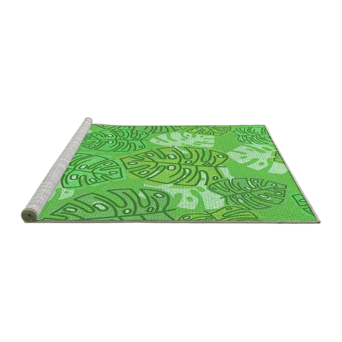 Sideview of Machine Washable Transitional Emerald Green Rug, wshpat1014grn